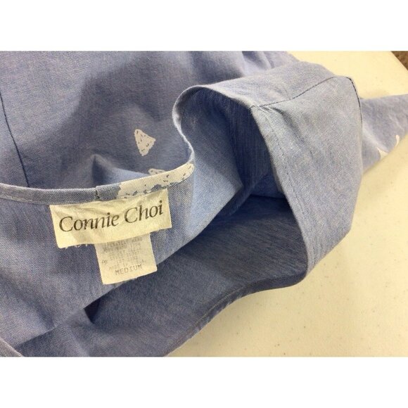 Connie Choi Blue Dress Nautical Beach Print Womens Medium - Picture 5 of 8